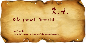 Köpeczi Arnold névjegykártya
